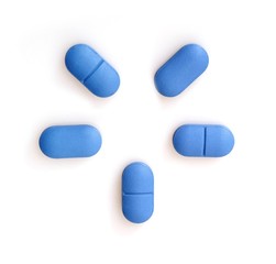 Colored pills isolated on white background