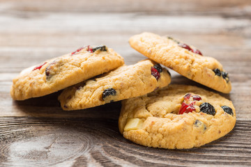 Delicious Chocolate Chip Cookies on a rustic wood table