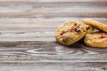 Delicious Chocolate Chip Cookies on a rustic wood table