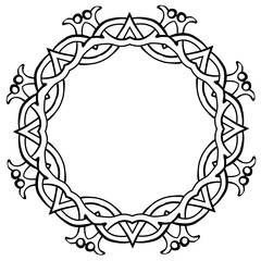 Vector illustration of Celtic knot circle viking frame black and white 