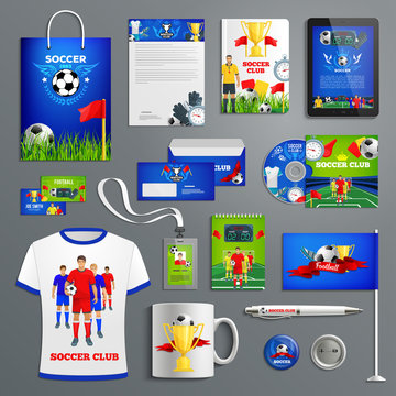 Soccer sport club corporate identity set
