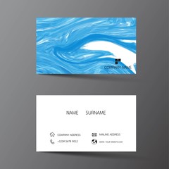  Modern business card template design. With inspiration from the abstract. Contact card for company. Two sided blue and white on the gray background. Vector illustration. 