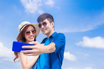 couple selfie happily