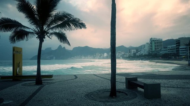 sunset view of ipanema beach in rio from arpoador