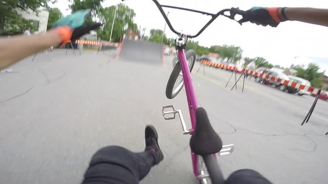 bmx pov crash from big backflip flair attempt slow motion slam