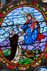 Fototapeta na wymiar Mary and Jesus in Stained Glass