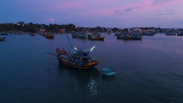 Mui Ne Vietnam Fisshing village boat sunset coast waterfront ship