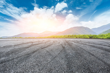 country square road and mountain nature landscape in summer