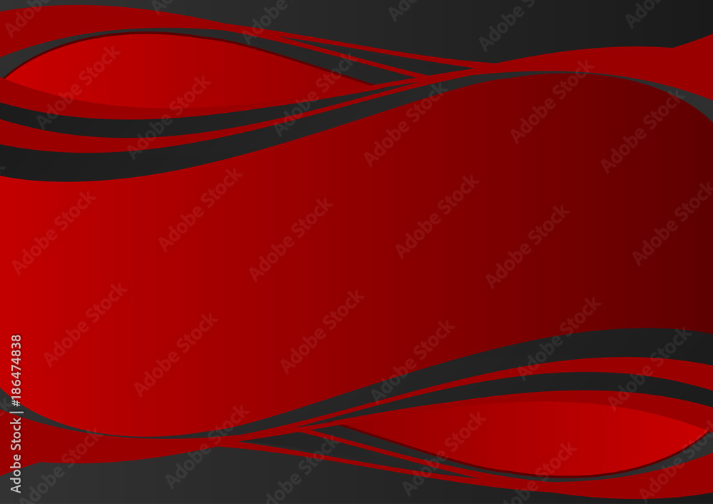 Poster red and black geometric wave, abstract vector background with copy space for business