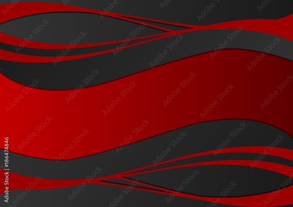 Poster red and black geometric wave, abstract vector background with copy space