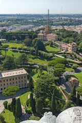 Fototapeta premium Amazing panoramic view to Vatican and city of Rome from dome of St. Peter's Basilica, Italy