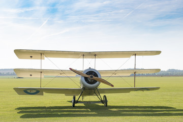 Front View of a Triplane on the Ground