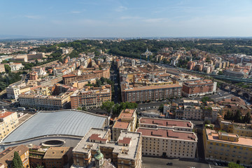 Amazing panoramic view to Vatican and city of Rome from dome of St. Peter's Basilica, Italy