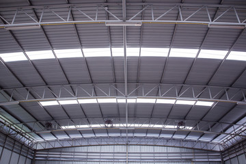 Photograph of the modern eco roof structure of warehouse.