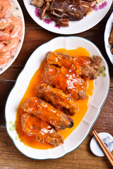 Chinese food -Pork ribs with orange sauce