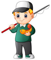 Cartoon boy fishing