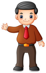 Cartoon businessman waving
