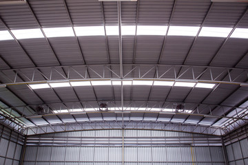 Photograph of the modern eco roof structure of warehouse.