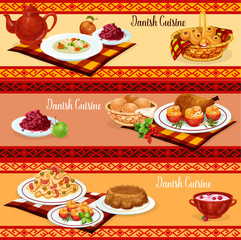Danish cuisine dinner banner of scandinavian food
