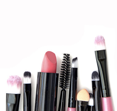 Cosmetics and makeup blush. Tools for Professional make up.