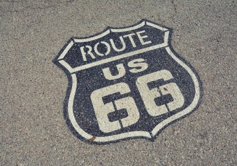 Route 66 sign.