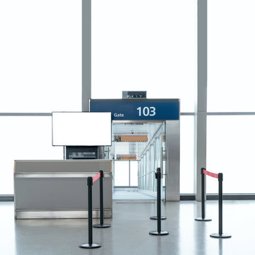 Boarding gate entrance with mock up LCD TV for your advertising information