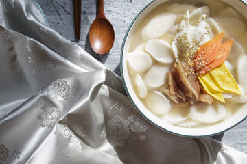 rice cake soup , korean food