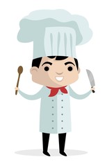 cute chef with spoon and knife