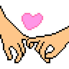 Obraz premium vector pixel art hand gesture love