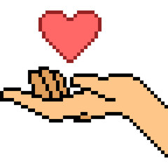 vector pixel art hand gesture love