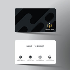 Modern business card template design. With inspiration from the abstract. Contact card for company. Two sided black and white on the gray background. Vector illustration. 