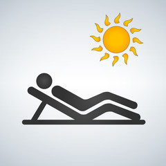 Summer Relax Sunbathing Pictograms Flat People Icon Isolated
