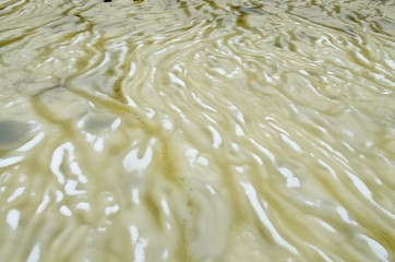 Thick snow on the river.