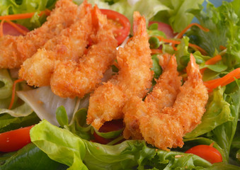 Fried shrimp ball on white background.