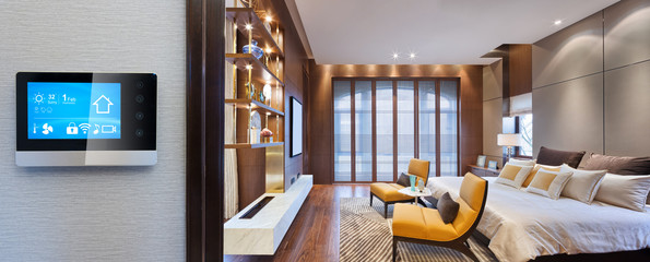 smart screen with smart home with modern bedroom