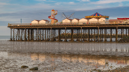 North Sea coast with the beach and the pier in Herne Bay, Kent, England, UK