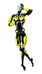 3D Rendering Male Robot on White