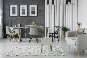 Living room with wooden table