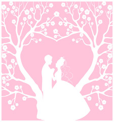 Plakat wedding cardwith groom and bride