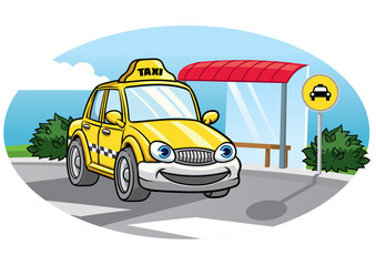 cartoon of taxi car