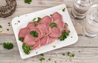 Boiled sliced tongue