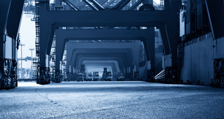 Container operation in the port.
