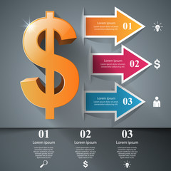 3D infographic design. Dollar icon.