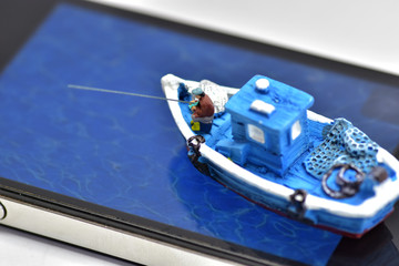 People are fishing on the phone screen