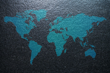 World Map on granite background