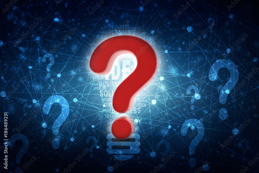 Poster 3d rendering books with question mark symbol