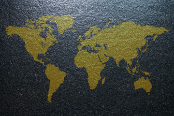 World Map on granite background