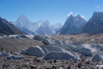 Baltorogletsjer tussen de weg naar Concordia camp, K2 trek, Pakistan