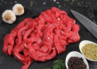 Beef Stroganoff on the Black Background
