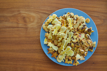 Alsacian Bredele on A Plate on A Wooden Table
